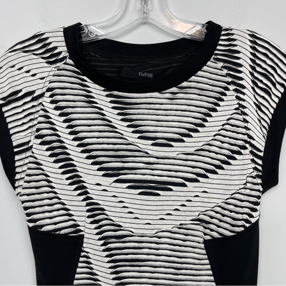 Cut25 by Yigal Azrouel Black & White Mini Cocktail Dress Textured Bodycon Boho 2 - Picture 11 of 16